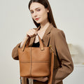 Elegant Genuine Leather Shoulder Crossbody Bucket Bag