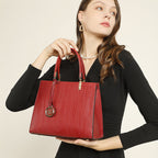 Genuine Leather Top-Handle Crossbody Tote Bag