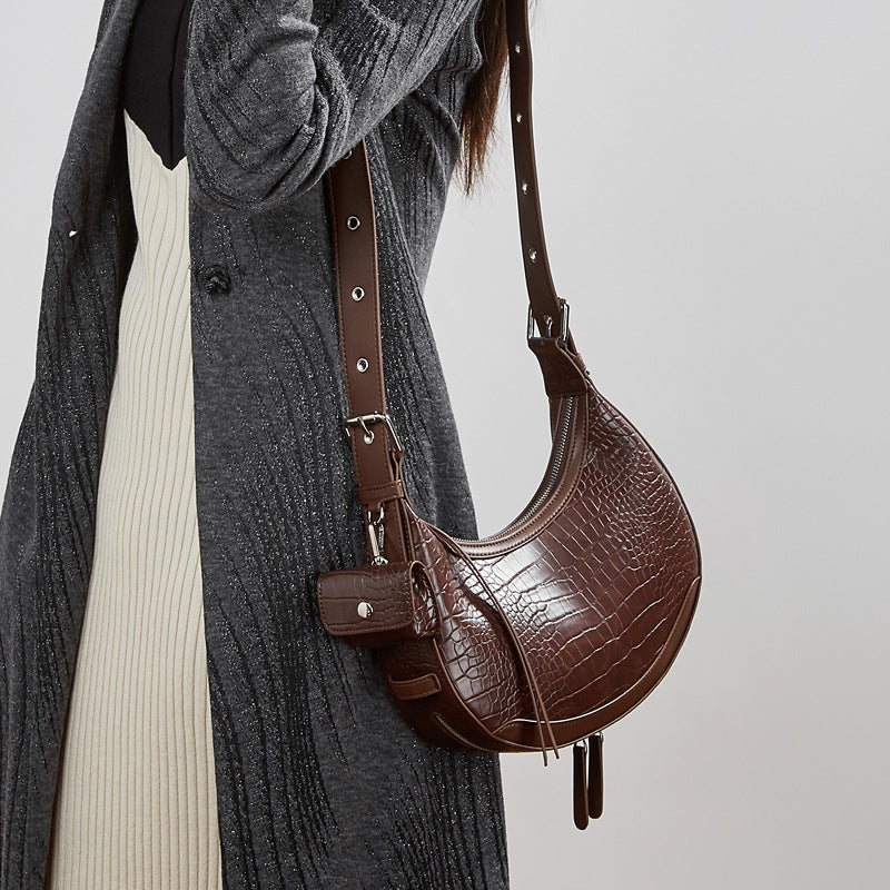 High-End Shoulder Crossbody Crescent Bag