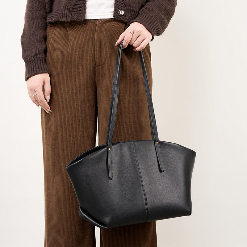 Genuine Leather Large Capacity Top-Handle Tote Bag