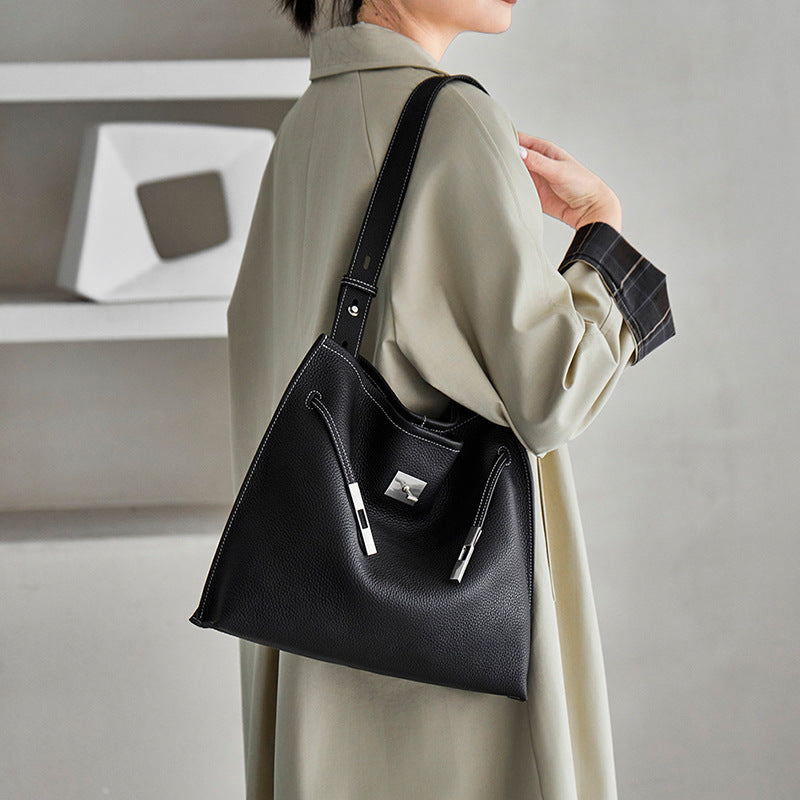 Large Capacity Genuine Leather Shoulder Crossbody Tote Bag