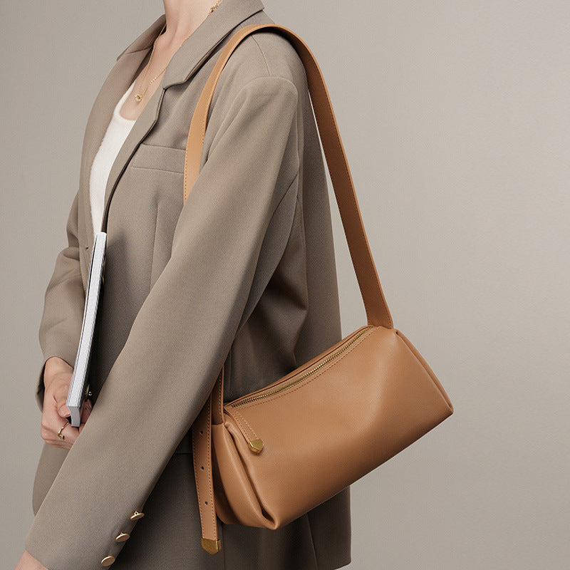 Genuine Leather Crossbody Baguette Bag
