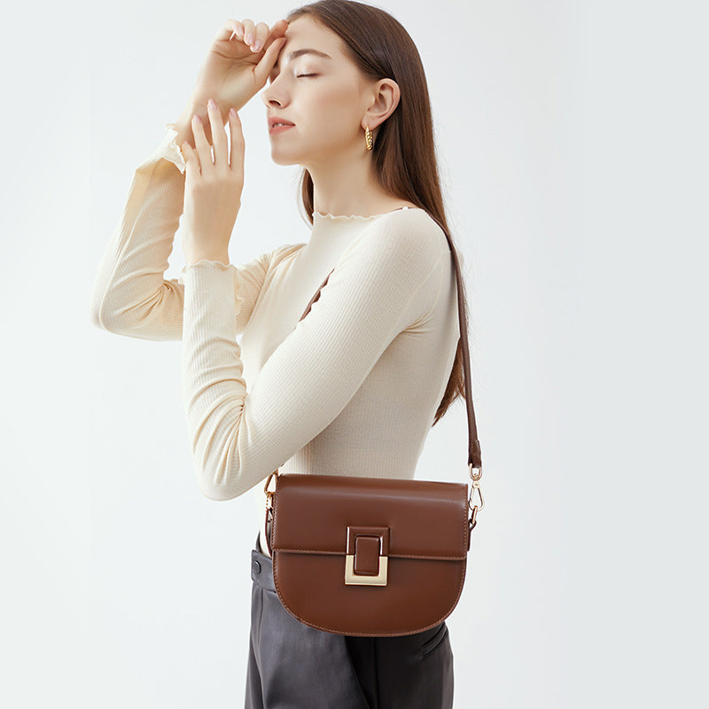 Genuine Leather Crossbody Saddle Bag