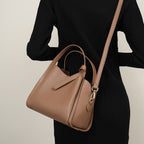 Genuine Leather Crossbody Handheld Bucket Bag