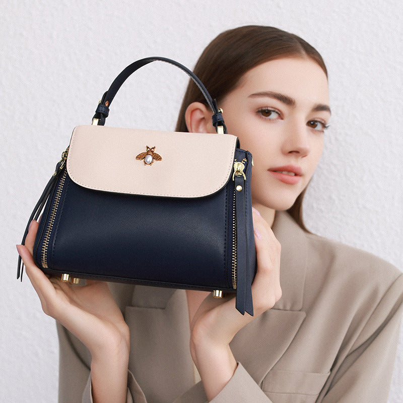 Minimalist Genuine Leather Shoulder Top Handle Crossbody Bag