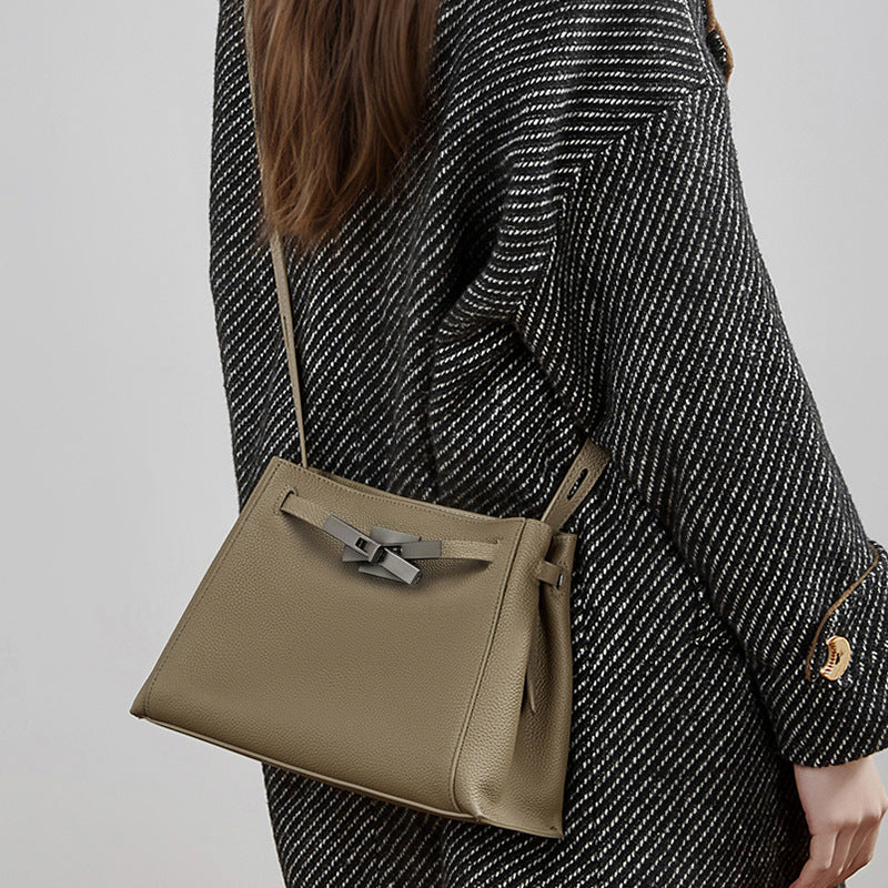 Genuine Leather Crossbody Handheld Kelly Bag