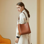 Vintage Genuine Leather Shoulder Top Handle Bucket Bag
