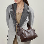 Genuine Leather Top-Handle Crossbody Tote Bag