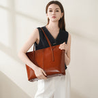 Large Capacity Genuine Leather Shoulder Handheld Tote Bag