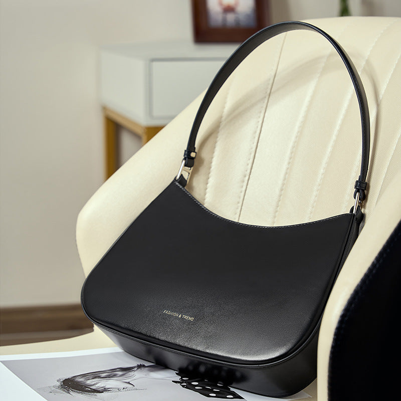 Genuine Leather Top-Handle Underarm Bag