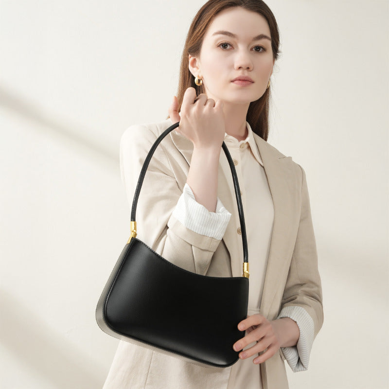 Genuine Leather Shoulder Crossbody Baguette Bag