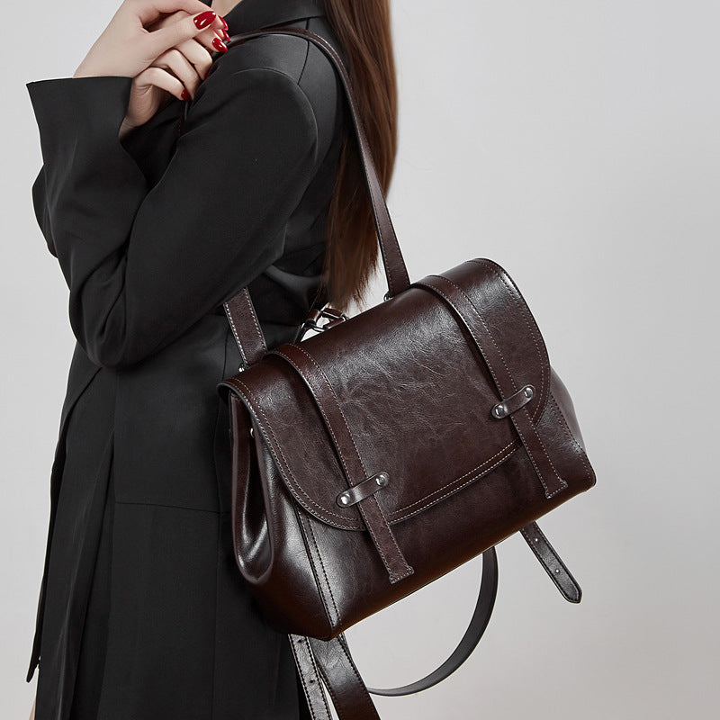 Large Capacity Genuine Leather Women's Backpack