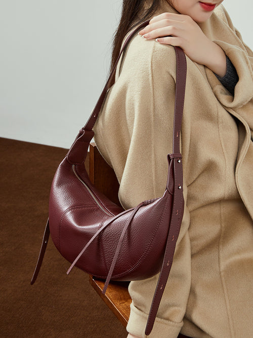 Commuter Genuine Leather Shoulder Crossbody Dumpling Bag