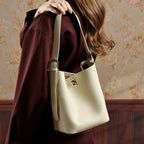 Genuine Leather Crossbody Handheld Bucket Bag