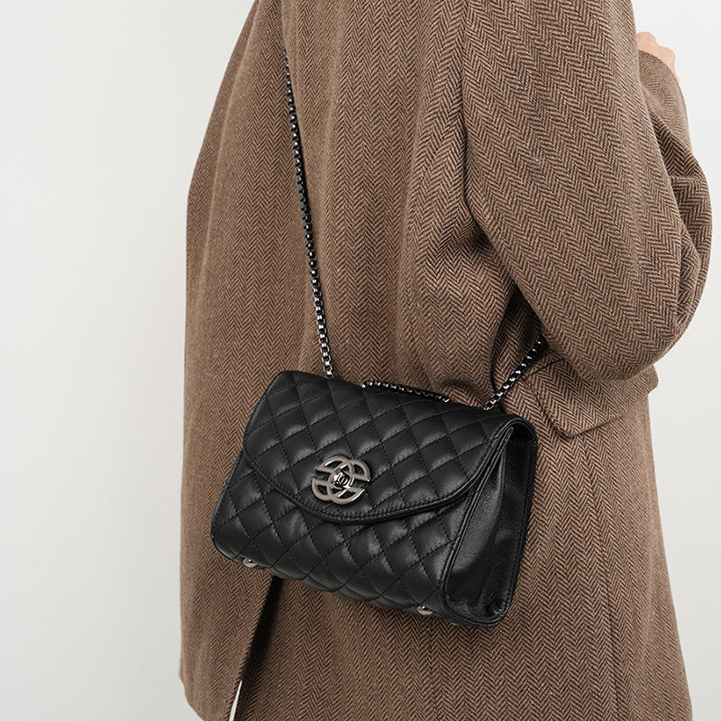 Genuine Leather Shoulder Crossbody Handbag Small Square Bag