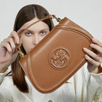 Genuine Leather Top-Handle Crossbody Saddle Bag