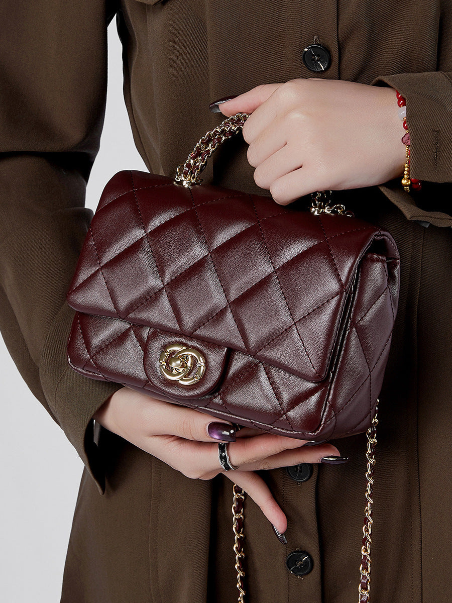 Quilted Chain Top Handle Shoulder Crossbody Bag
