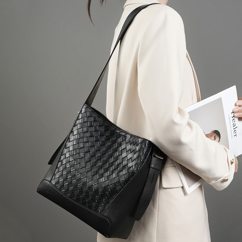 Genuine Leather Large Capacity Shoulder Handheld Tote Bag