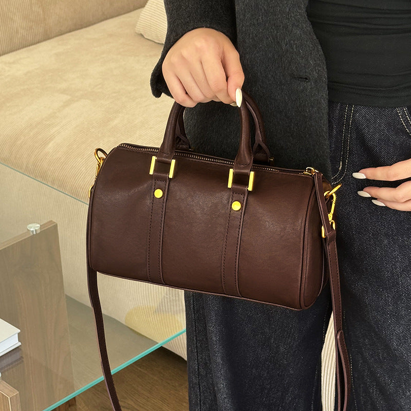 Vintage Top Handle Shoulder Crossbody Boston Bag