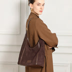Genuine Leather Top-Handle Crossbody Tote Bag