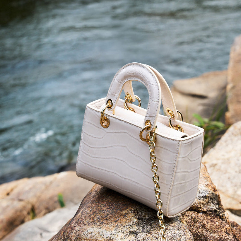 Genuine Leather Top-Handle Lady Dior Bag
