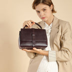 Genuine Leather Top-Handle Crossbody Boston Bag