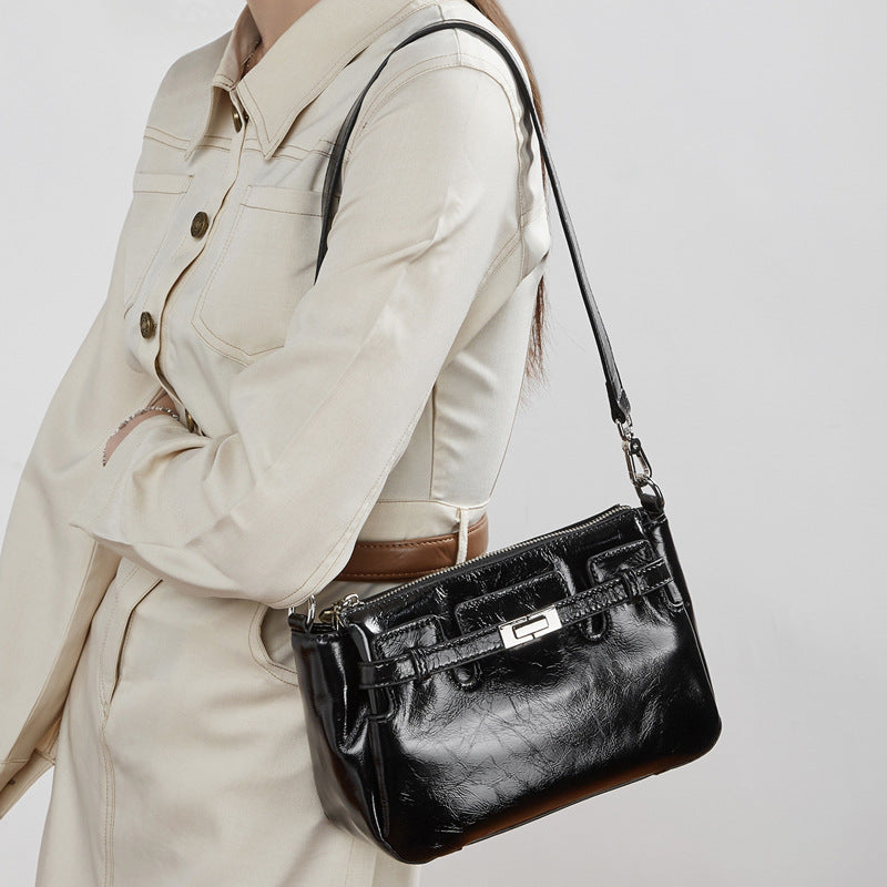 Stylish Genuine Leather Small Square Shoulder Crossbody Bag