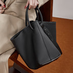Commuter Genuine Leather Shoulder Crossbody Bucket Handbag