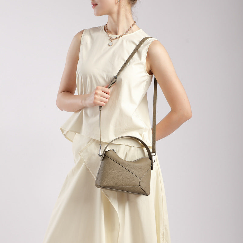 Genuine Leather Top-Handle Crossbody Bag