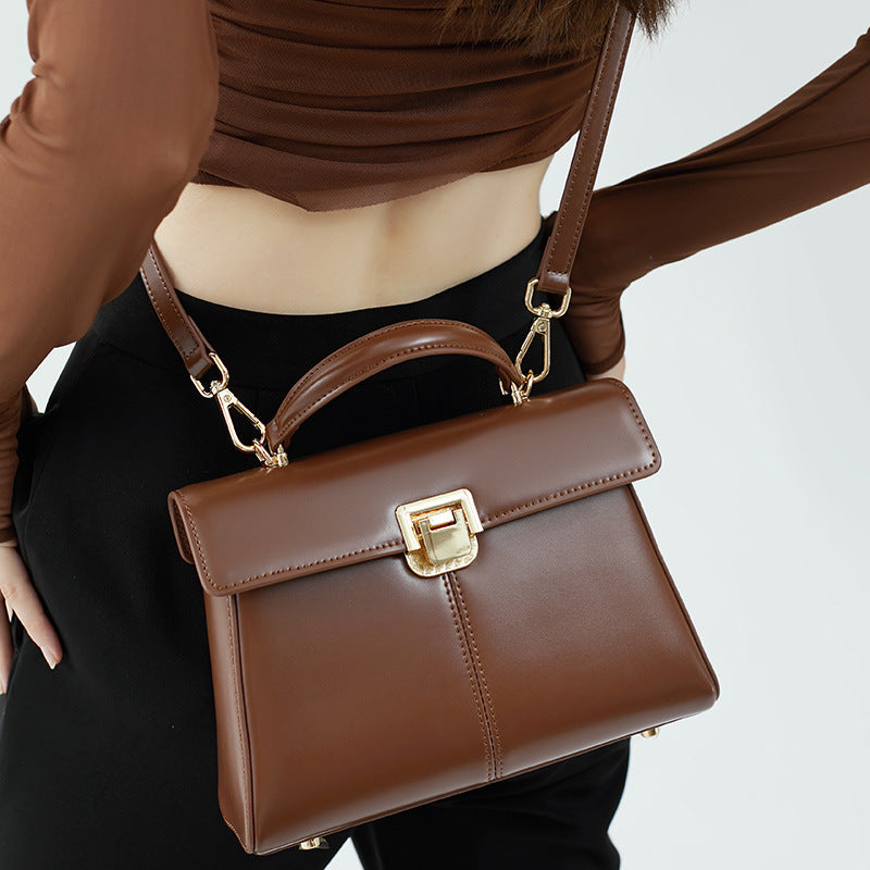 Genuine Leather Top-Handle Kelly Bag