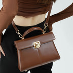 Genuine Leather Top-Handle Kelly Bag