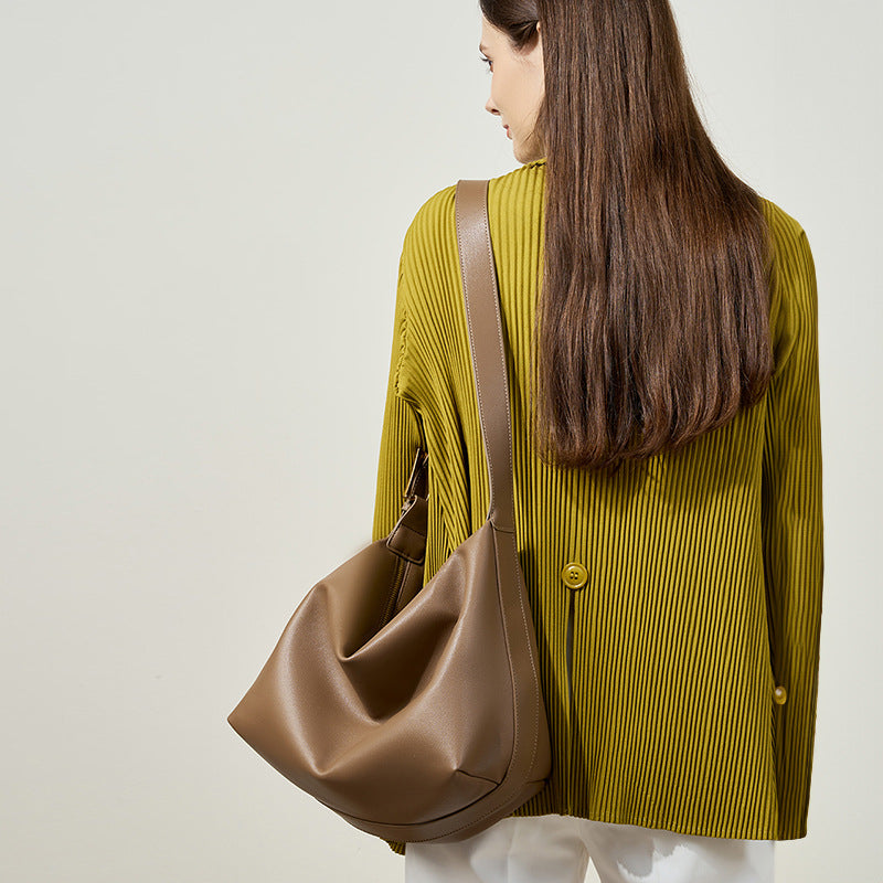 Genuine Leather Shoulder Crossbody Tote Bag