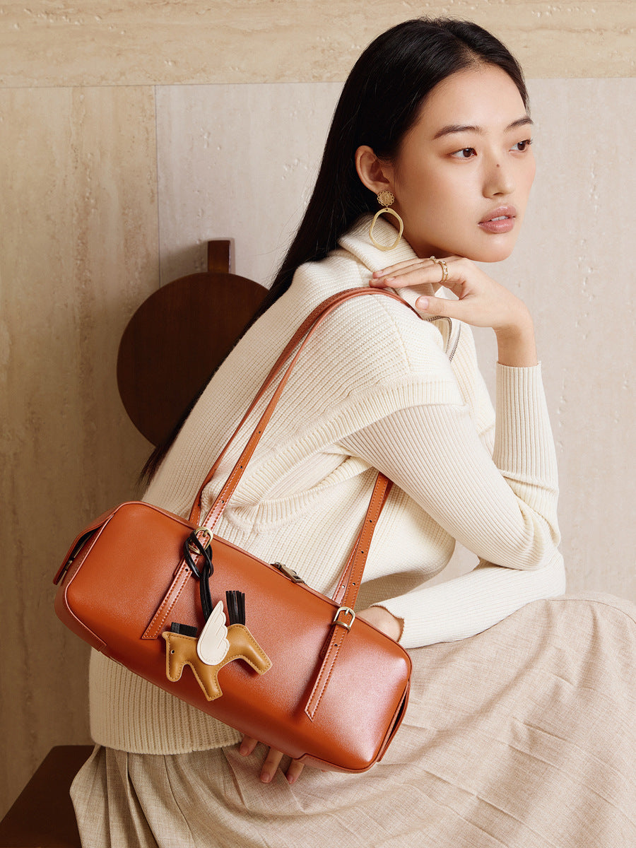 Vintage Shoulder Bowling Bag With Top Handle