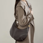 Vintage Genuine Leather Shoulder Dumpling Bag With Top Handles