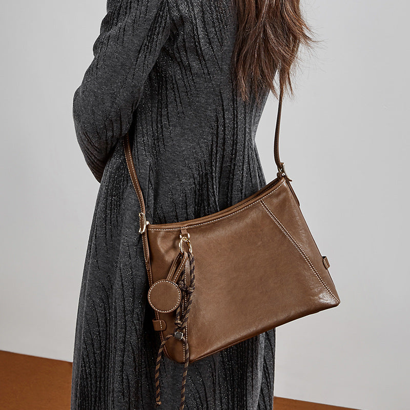 Genuine Leather Crossbody Tote Bag