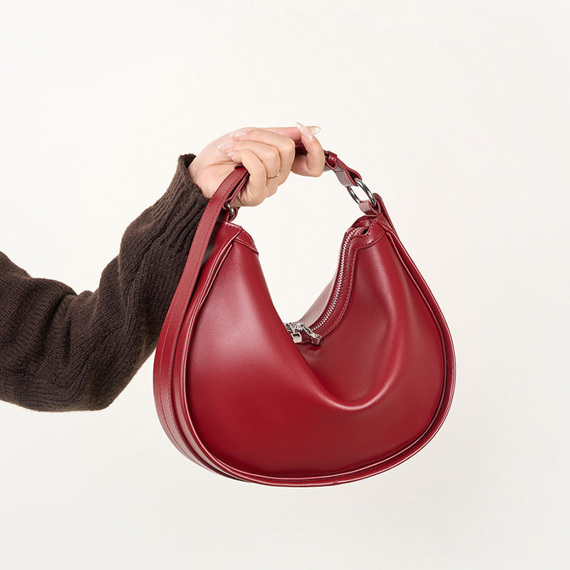 Vintage Single-Shoulder Crossbody Top-Handle Crescent Bag