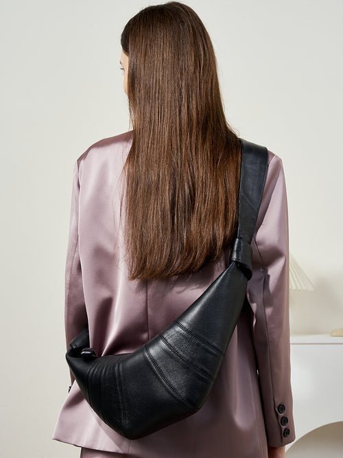 Horn Genuine Leather Shoulder Crossbody Dumpling Bag