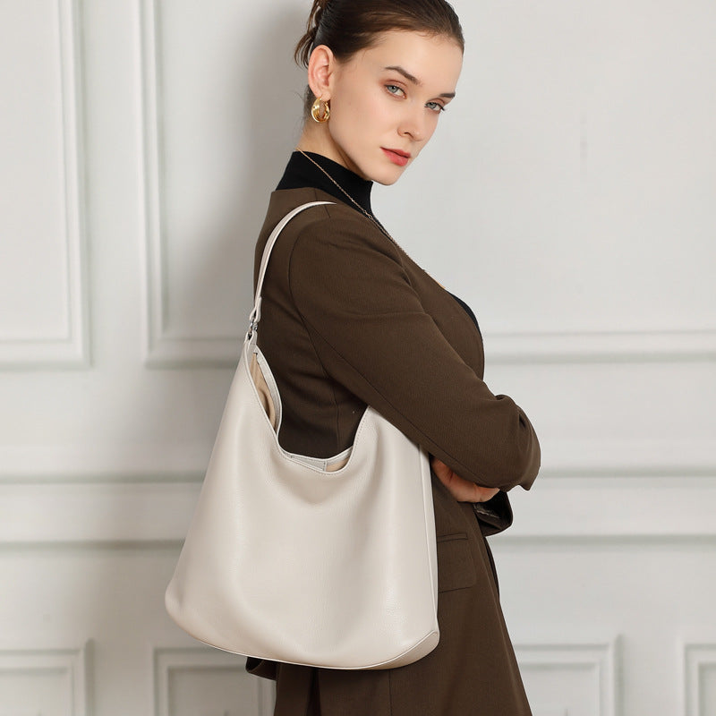 Large Capacity Genuine Leather Shoulder Crossbody Tote Bag