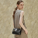 Genuine Leather Shoulder Crossbody Top-Handle Mini Square Bag