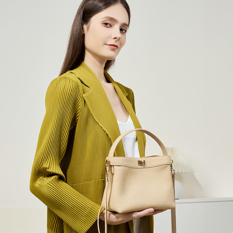 Genuine Leather Shoulder Crossbody Handbag Bucket Bag