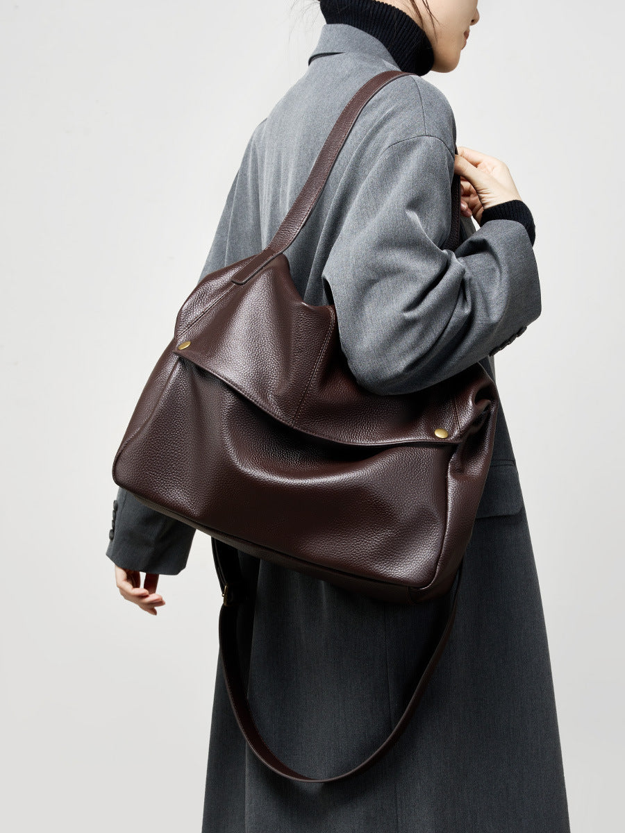 Western Style Genuine Leather Large Capacity Tote Bag