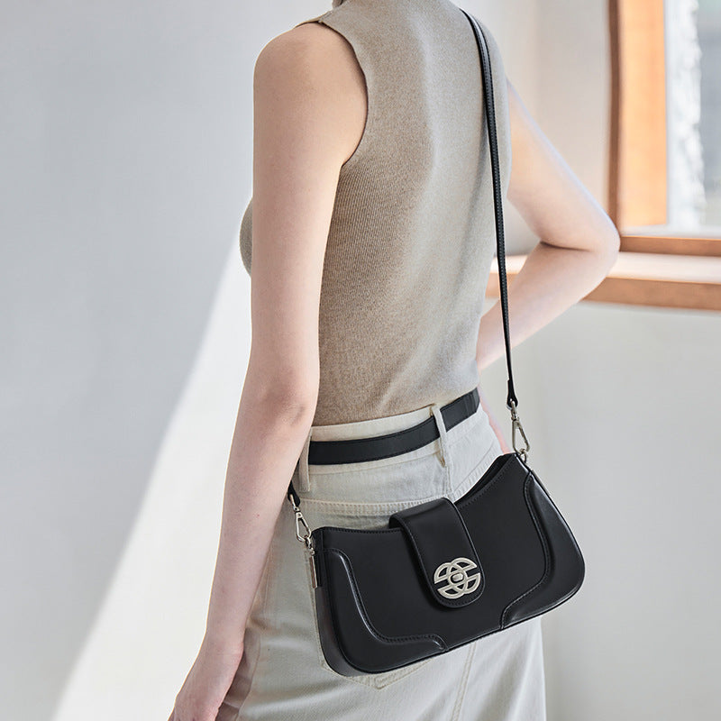 Genuine Leather Elegant Shoulder Crossbody Small Square Bag