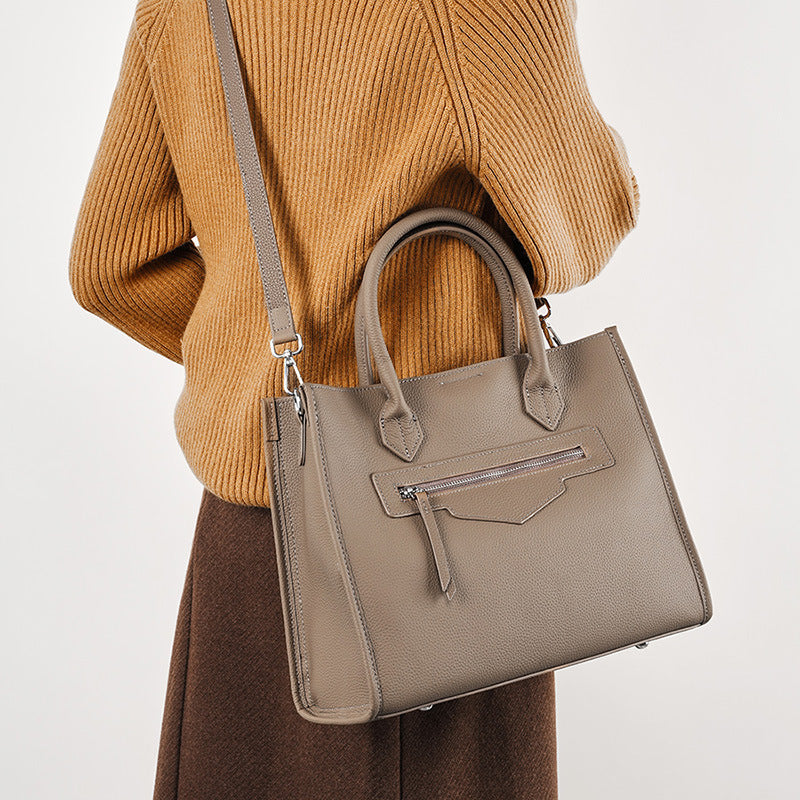 Genuine Leather Crossbody Handheld Briefcase