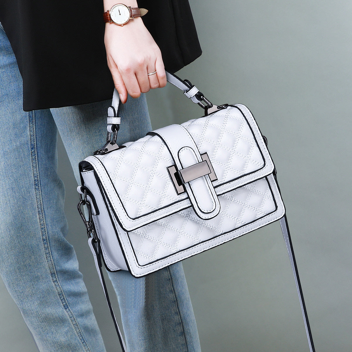 Vintage Quilted Shoulder Crossbody Handbag