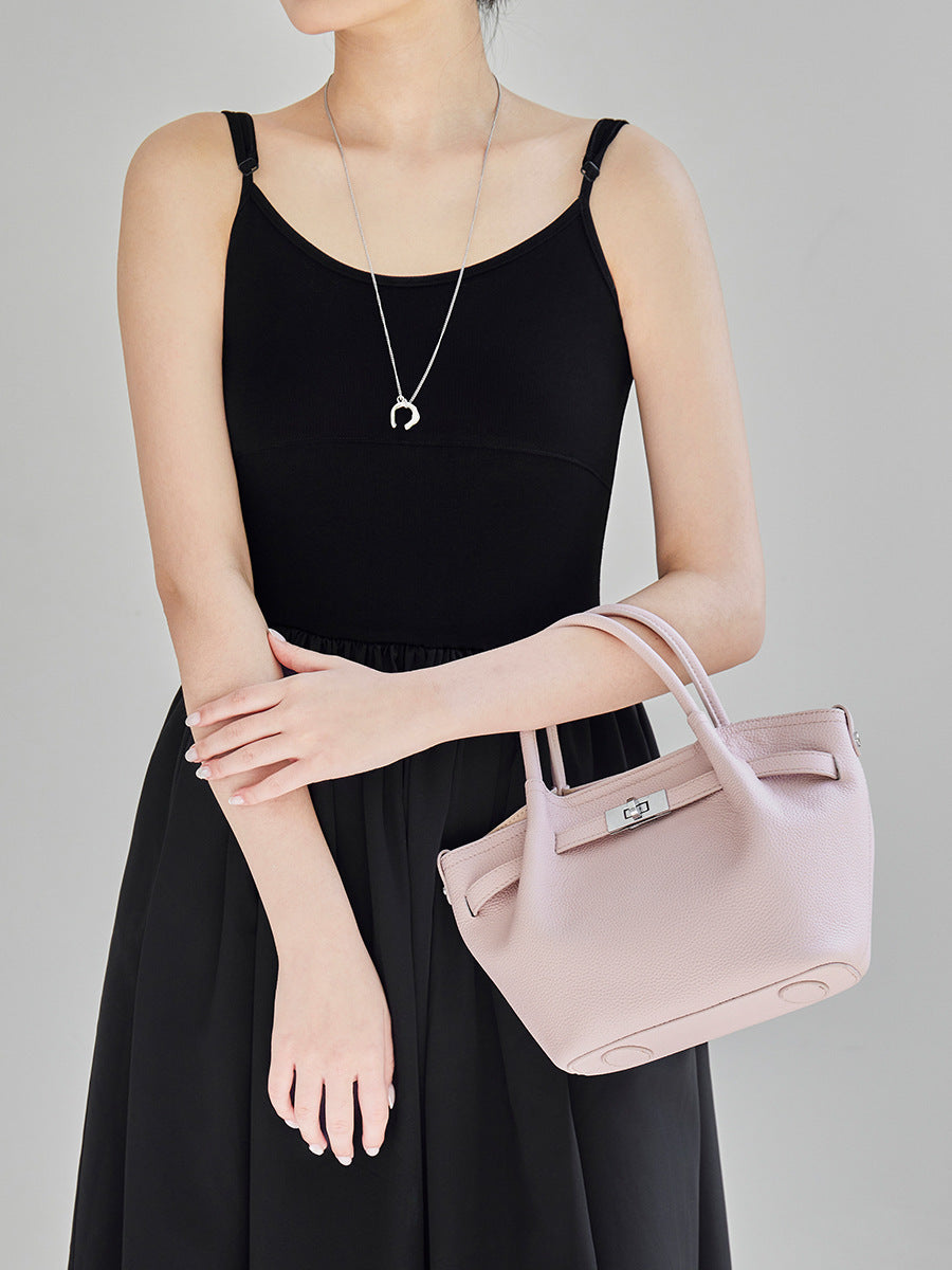 Premium Genuine Leather Crossbody Bag With Top Handle