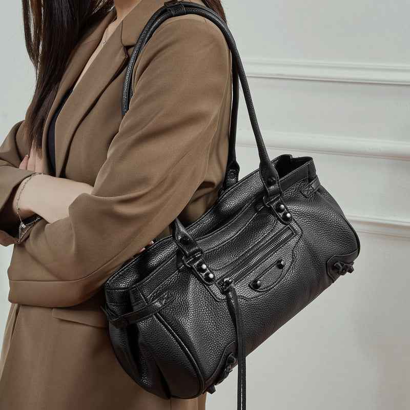 Genuine Leather Shoulder Crossbody Handbag Motorcycle Bag