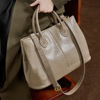 Stylish Genuine Leather Shoulder Tote Bag With Top Handles