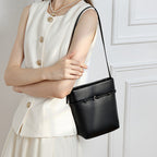 Genuine Leather Crossbody Bucket Bag