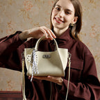 Genuine Leather Top-Handle Crossbody Tote Bag