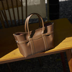 Genuine Leather Top-Handle Crossbody Tote Bag